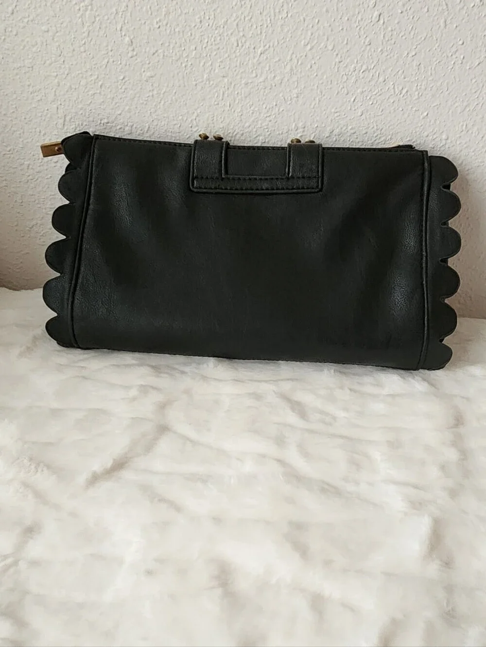 Black Studded Clutch with Gold Accent